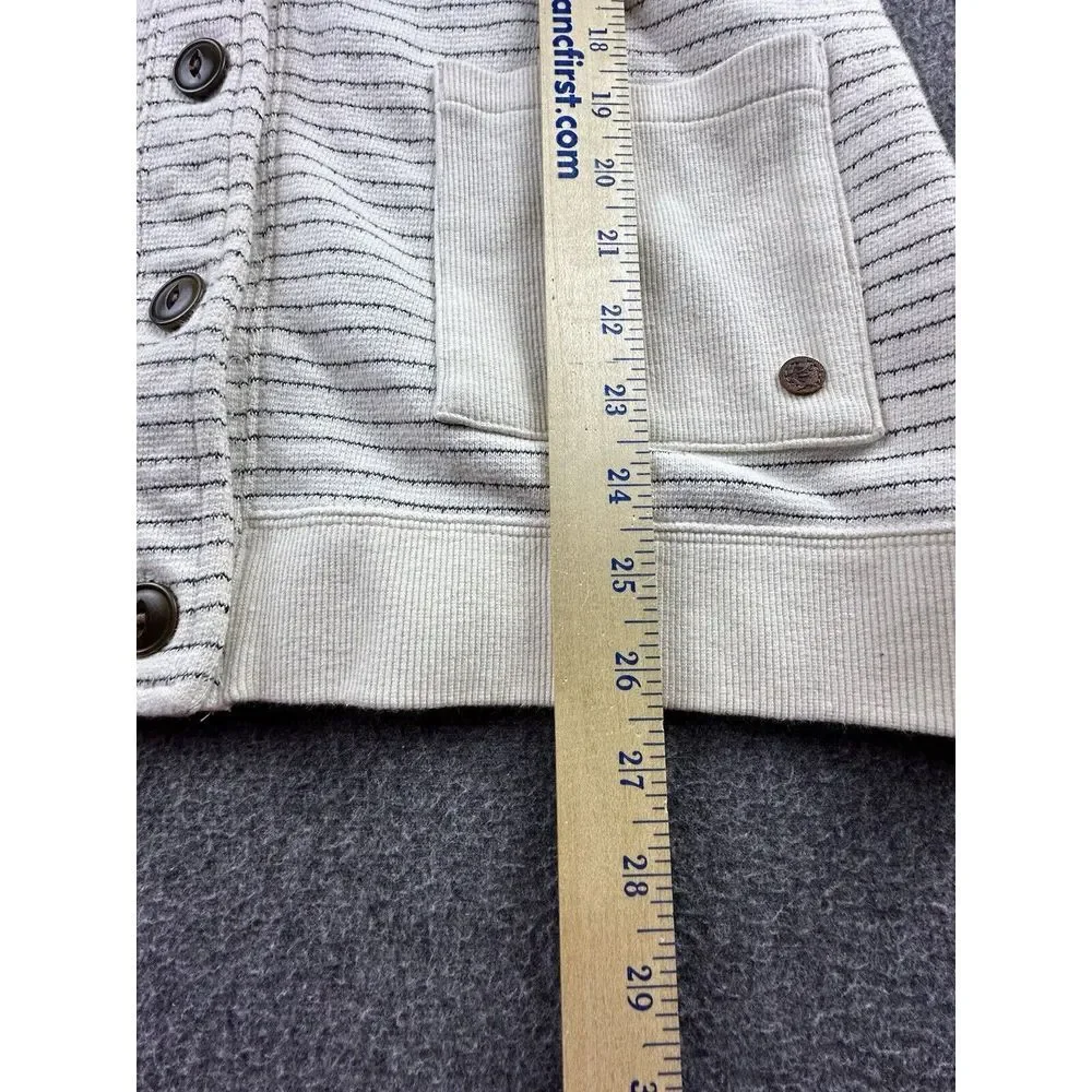 Orvis Sweater Womens‎ Small Ivory Black Striped Cardigan Shawl Collar Button Up